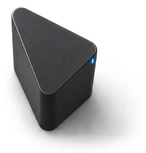 Vaitiq seen from above, showing its rounded triangular footprint and the indicator light.